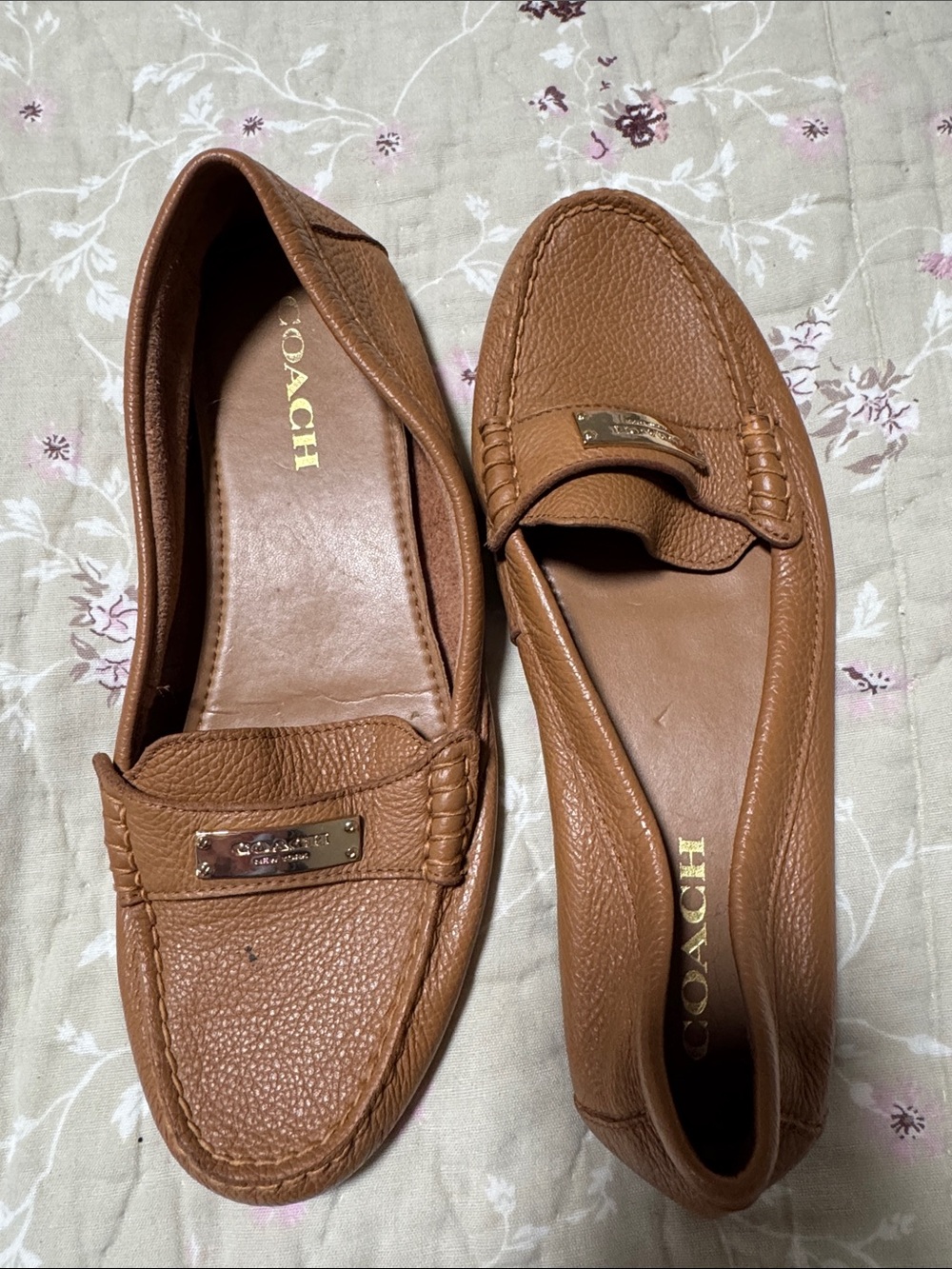 Coach Cognac Brown Leather Penny Loafers